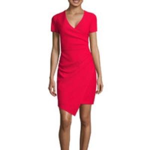 Bisou Bisou  Red Wrap Assymetrical Skirt Dress